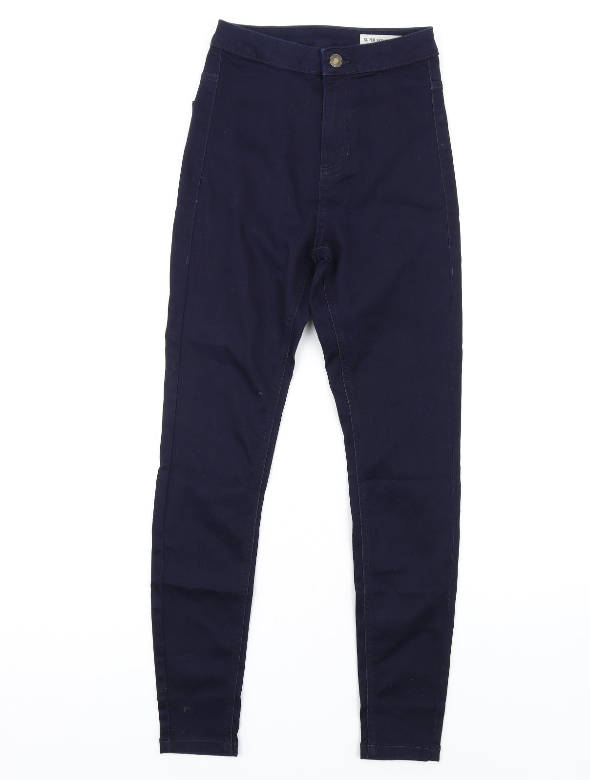 Marks and Spencer Womens Blue Cotton Skinny Jeans Size 6 L30 in Regular Zip
