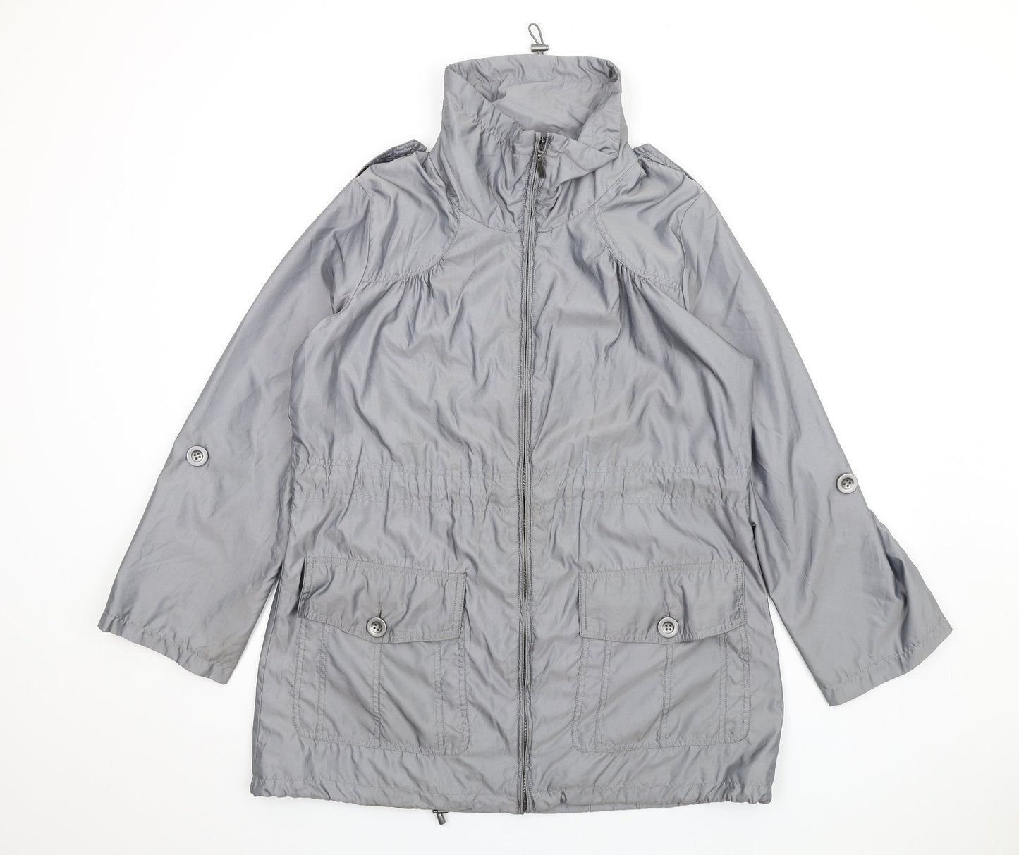 M&Co Womens Grey Rain Coat Coat Size 14 Zip