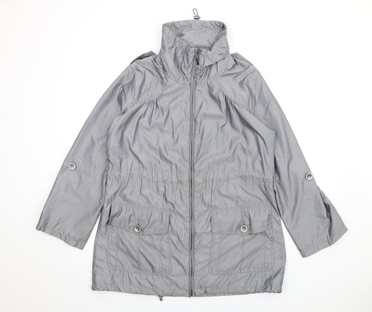 M&Co Womens Grey Rain Coat Coat Size 14 Zip