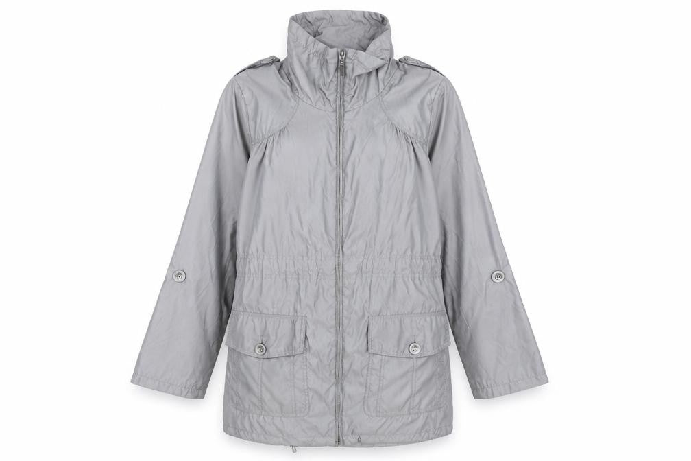 M&Co Womens Grey Rain Coat Coat Size 14 Zip