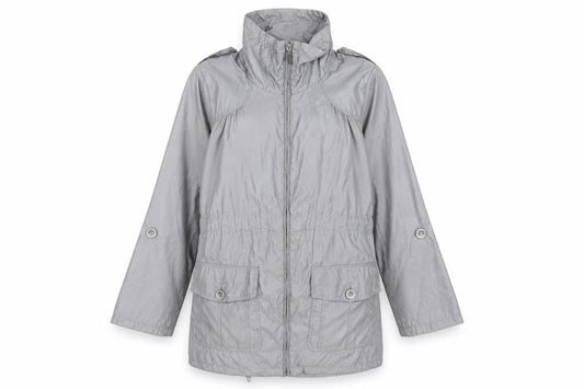 M&Co Womens Grey Rain Coat Coat Size 14 Zip