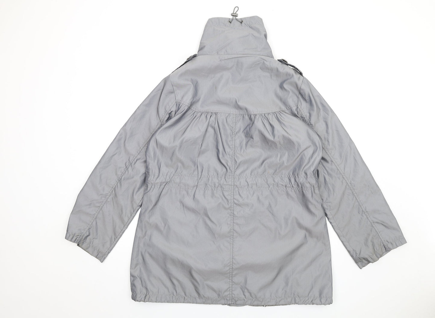 M&Co Womens Grey Rain Coat Coat Size 14 Zip