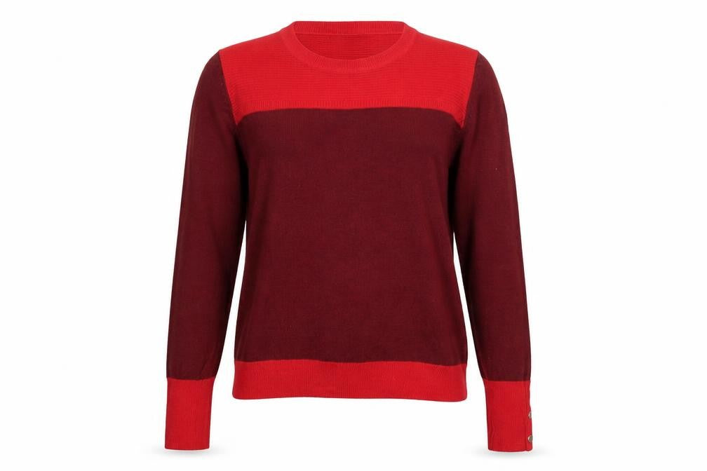 Classic Womens Red Round Neck Acrylic Pullover Jumper Size 12