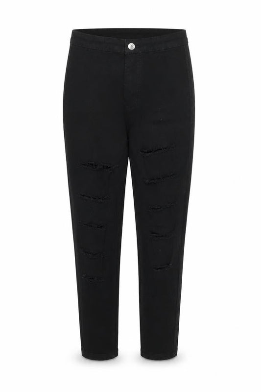 Front view of I SAW IT FIRST women’s black cotton skinny jeans, size UK 8, 27-inch leg regular zip