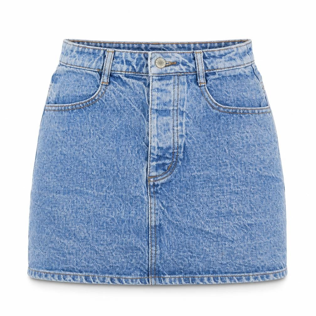 John Galt Womens Blue Cotton Mini Skirt Size S Zip - Pockets