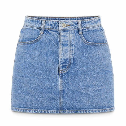 John Galt Womens Blue Cotton Mini Skirt Size S Zip - Pockets