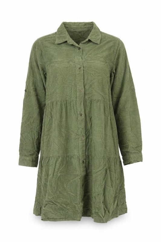 Velvet Heart Womens Green Cotton Shirt Dress Size L Collared Button - Pockets