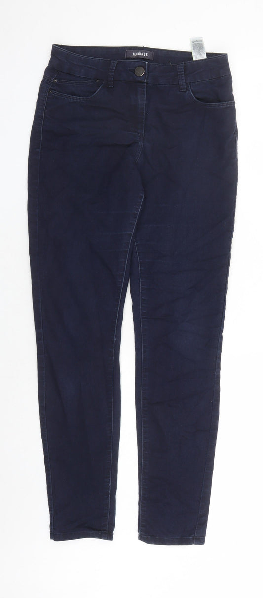 Marks and Spencer Womens Blue Cotton Jegging Jeans Size 8 L29 in Regular Zip - Pockets