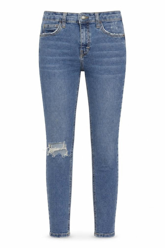 Topshop Womens Blue Cotton Skinny Jeans Size 26 in L25 in Regular Zip - Pockets Short Leg