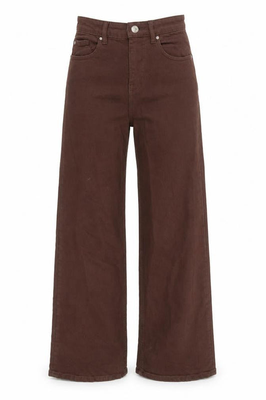 Denim & Co. Womens Brown Cotton Wide-Leg Jeans Size 4 L30 in Regular Zip - Pockets Long Leg