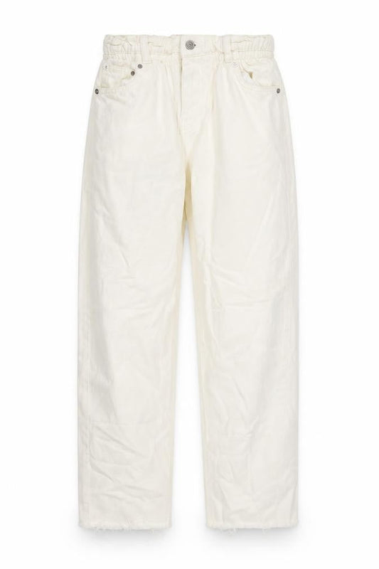 Denim & Co. Womens White Cotton Straight Jeans Size 8 L27 in Regular Zip - Elasticated Waist Pockets