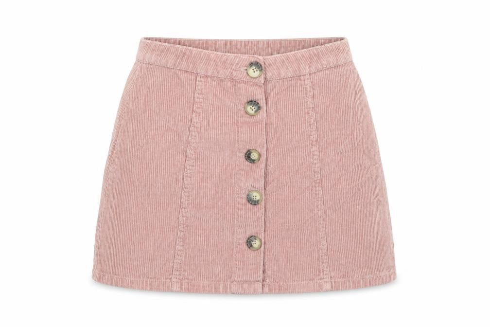Denim & Co. Womens Pink Cotton Mini Skirt Size 10 Button