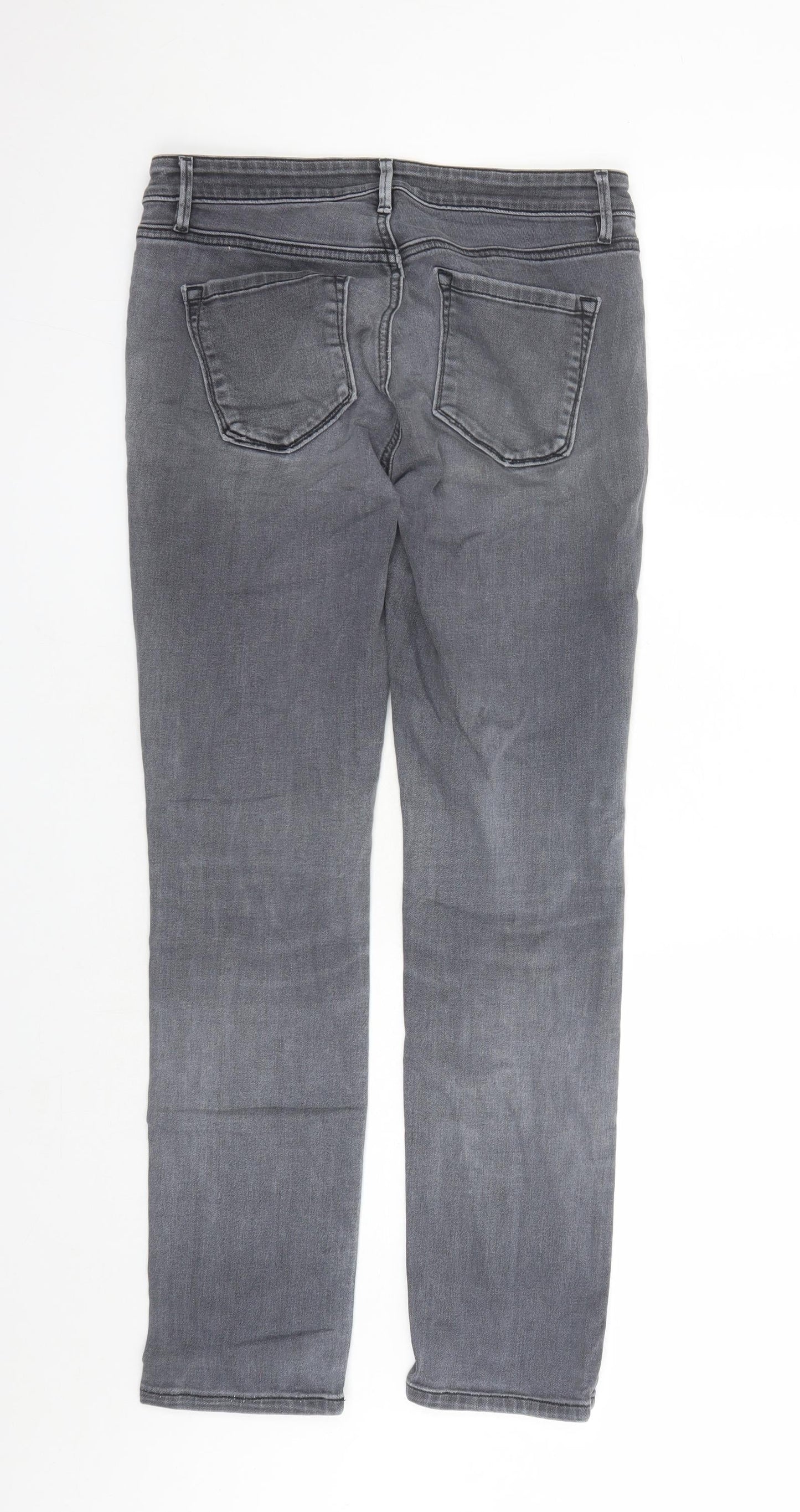 LOFT Womens Grey Cotton Straight Jeans Size 30 in L29 in Regular Zip - Pockets