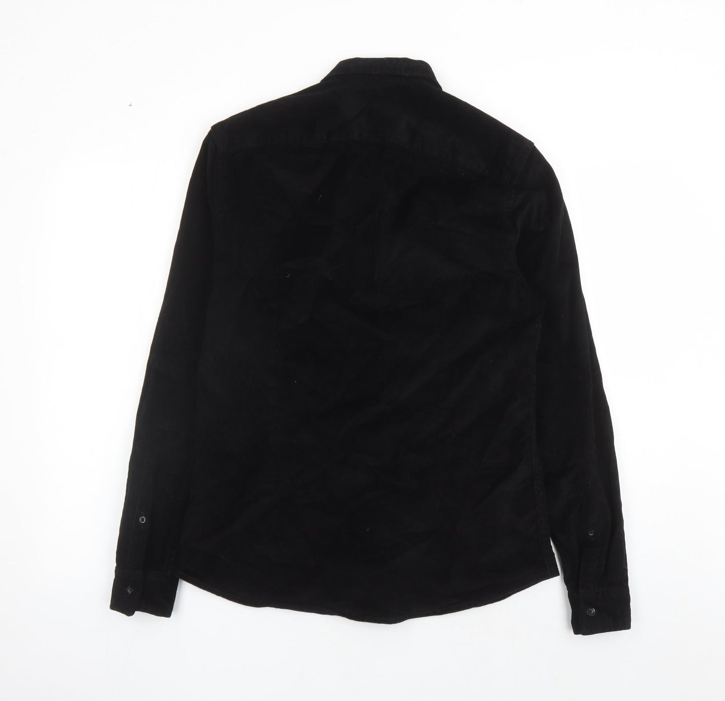 ASOS Mens Black Cotton Button-Up Size M Collared Button
