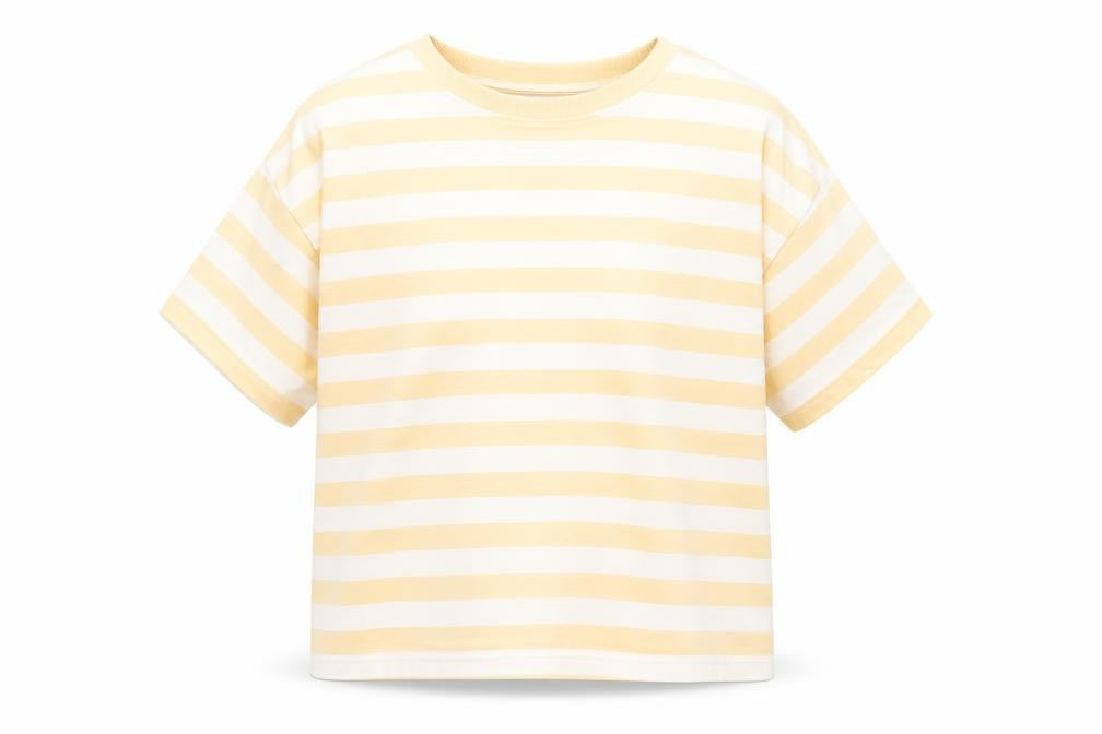 Marks & Spencer Girls Orange Striped Cotton Basic T-Shirt Size 9-10 Years Crew Neck Pullover