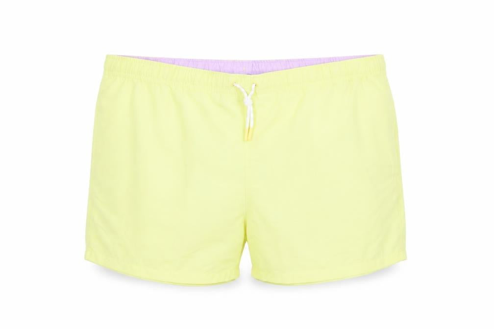 Marks & Spencer Mens Yellow Polyester Sweat Shorts Size 3XL L6 in Regular Drawstring - Elasticated Waist Swim Shorts Pockets
