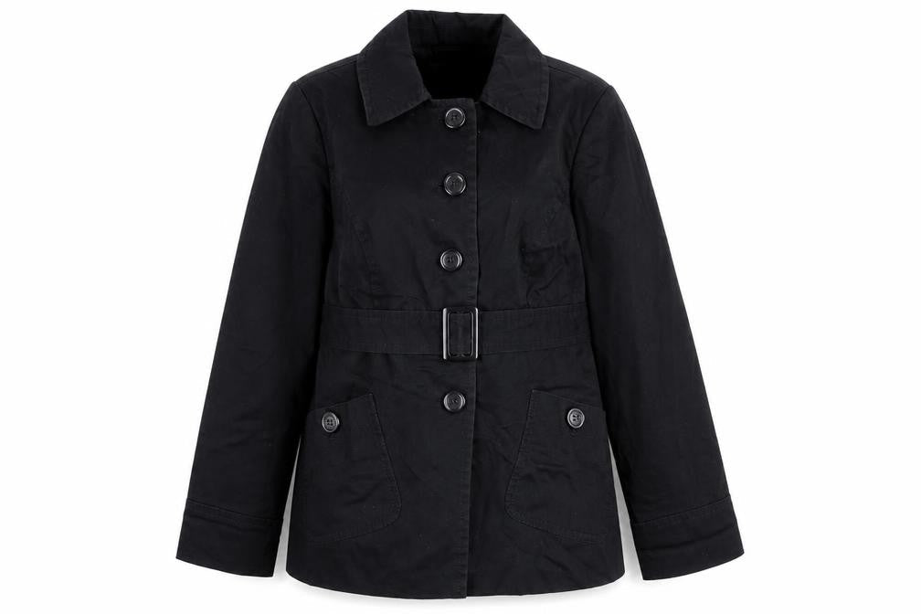 Marks and Spencer Womens Black Overcoat Coat Size 12 Button