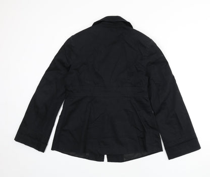 Marks & Spencer Womens Black Overcoat Coat Size 12 Button
