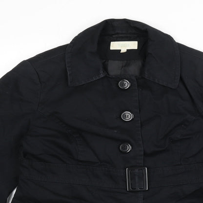 Marks & Spencer Womens Black Overcoat Coat Size 12 Button