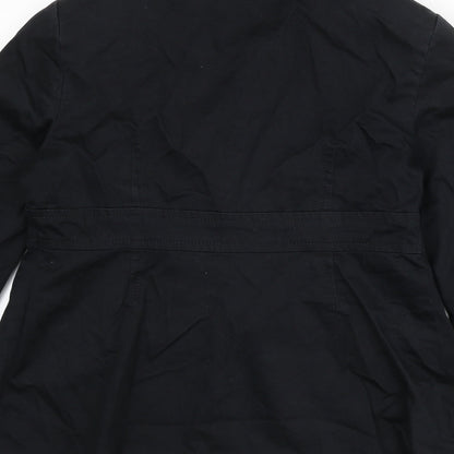 Marks & Spencer Womens Black Overcoat Coat Size 12 Button