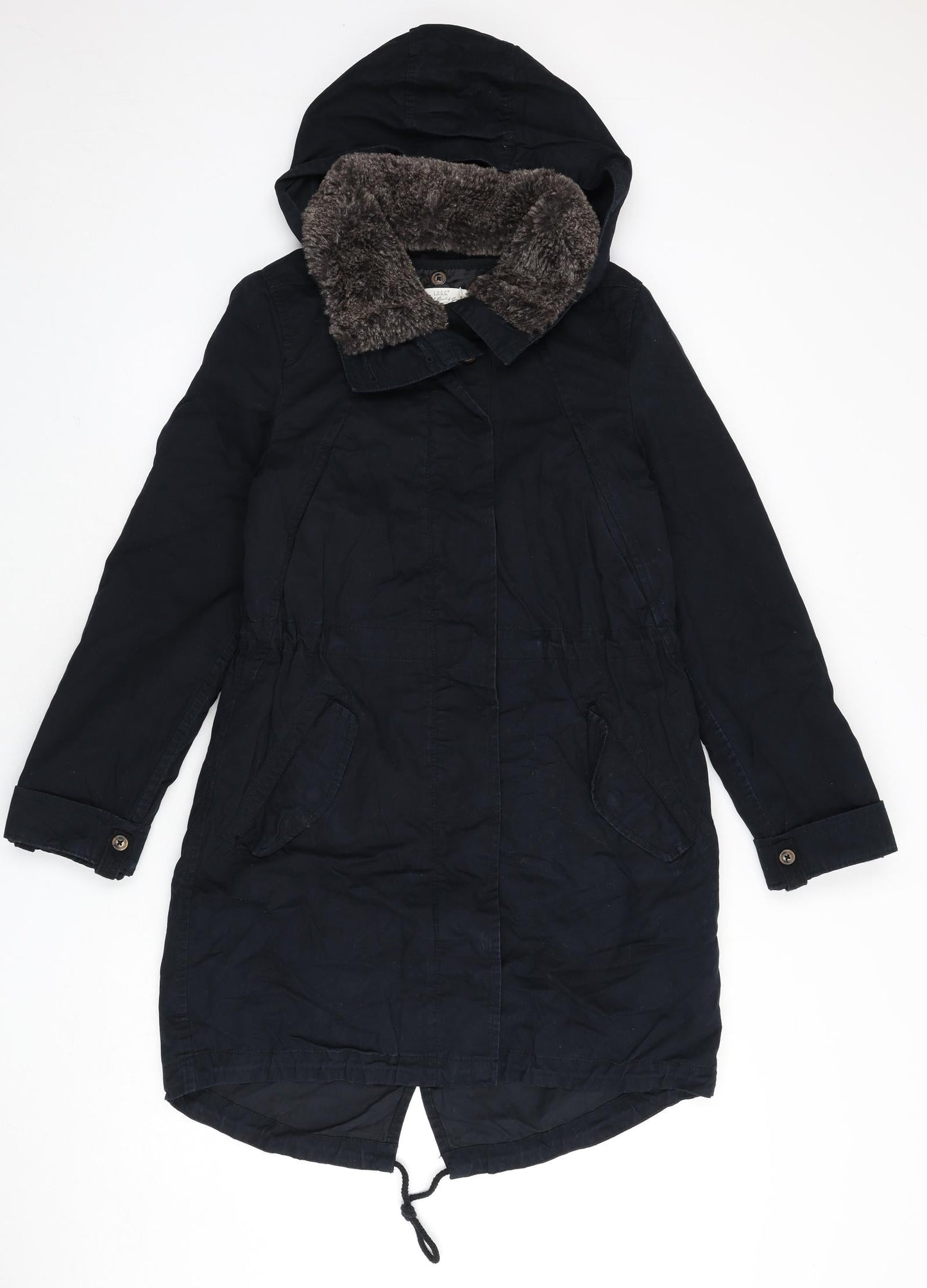 H&M Womens Blue Parka Coat Size 10 Zip