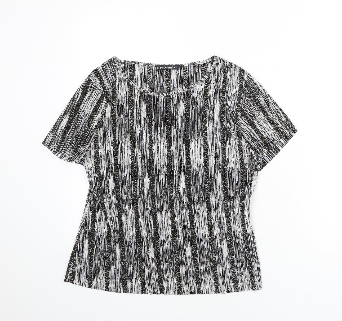 Reflections Womens Multicoloured Geometric Polyester Basic T-Shirt Size S Round Neck