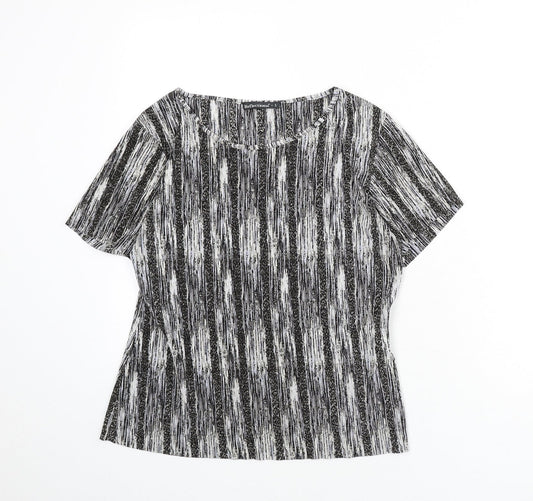 Reflections Womens Multicoloured Geometric Polyester Basic T-Shirt Size S Round Neck