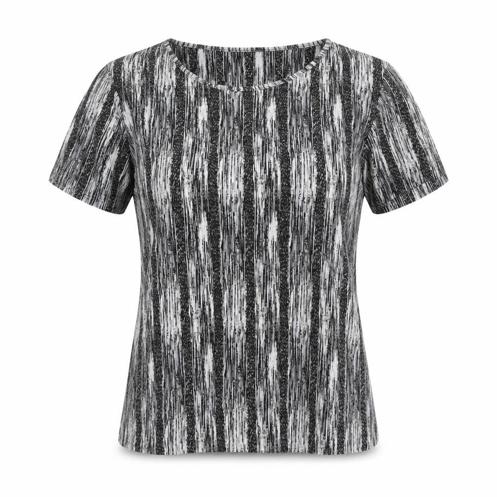 Reflections Womens Multicoloured Geometric Polyester Basic T-Shirt Size S Round Neck