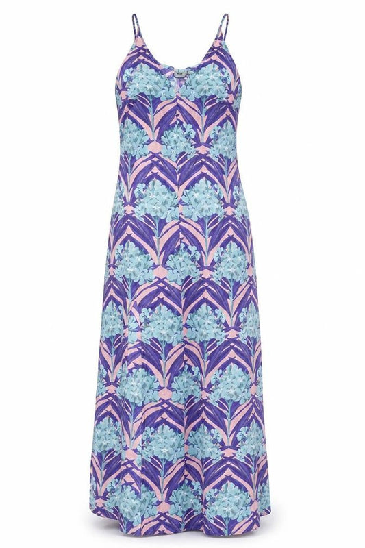 ASOS Womens Multicoloured Geometric Polyester Slip Dress Size 8 V-Neck Pullover - Maxi, Slit