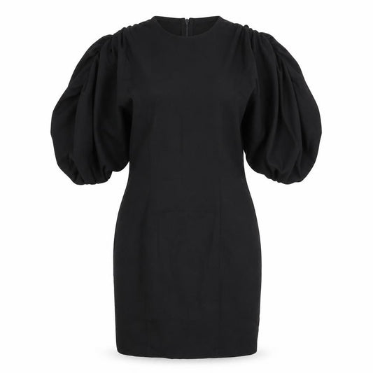 Misspap Womens Black Cotton Pencil Dress Size 6 Round Neck Zip