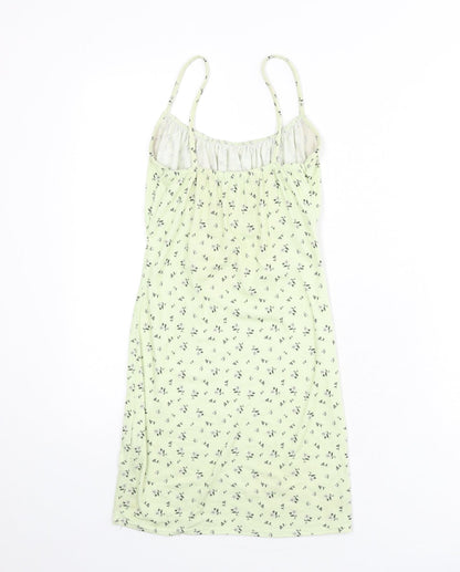PRETTYLITTLETHING Womens Green Floral Polyester Mini Size 6 Scoop Neck Pullover