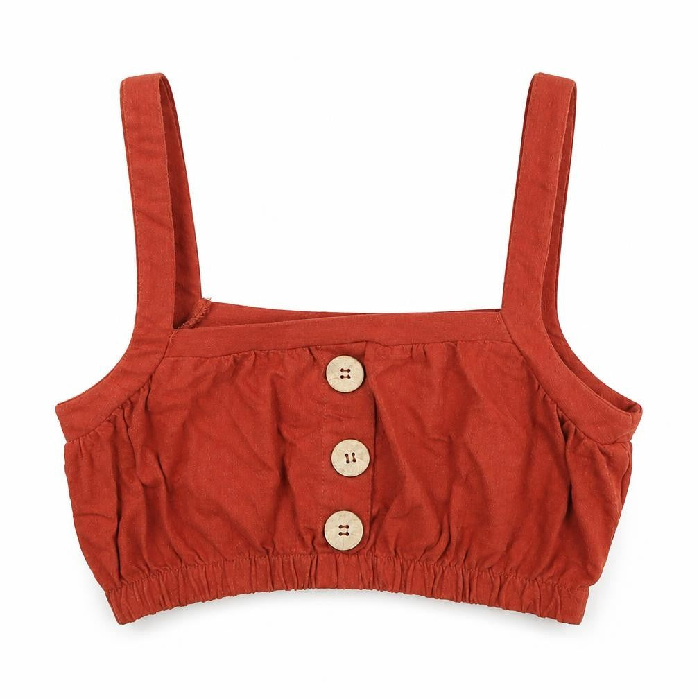 Pull&Bear Womens Orange 100% Cotton Cropped Tank Size XS Square Neck