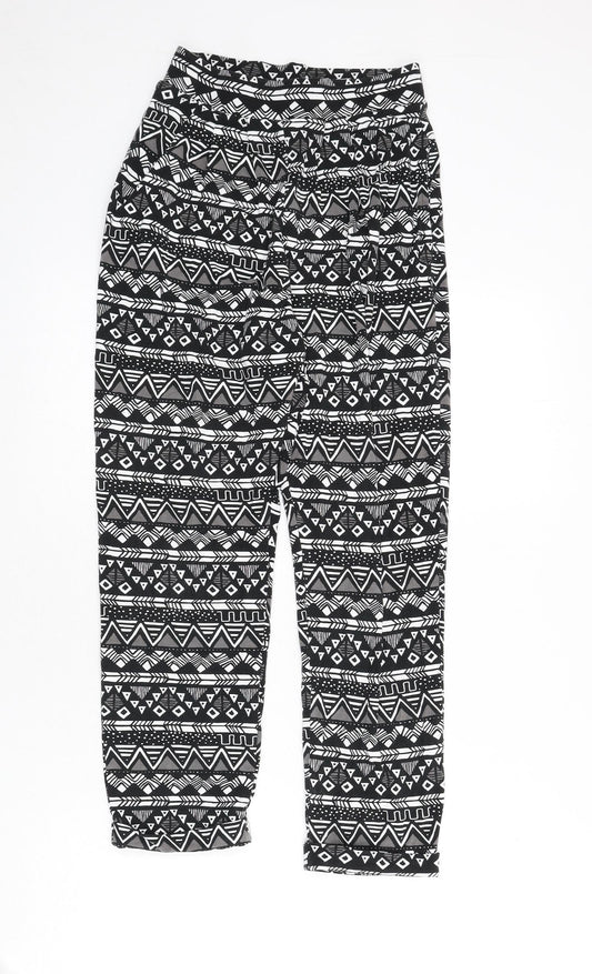 ASOS Womens Multicoloured Geometric Viscose Trousers Size 6 L23 in Regular