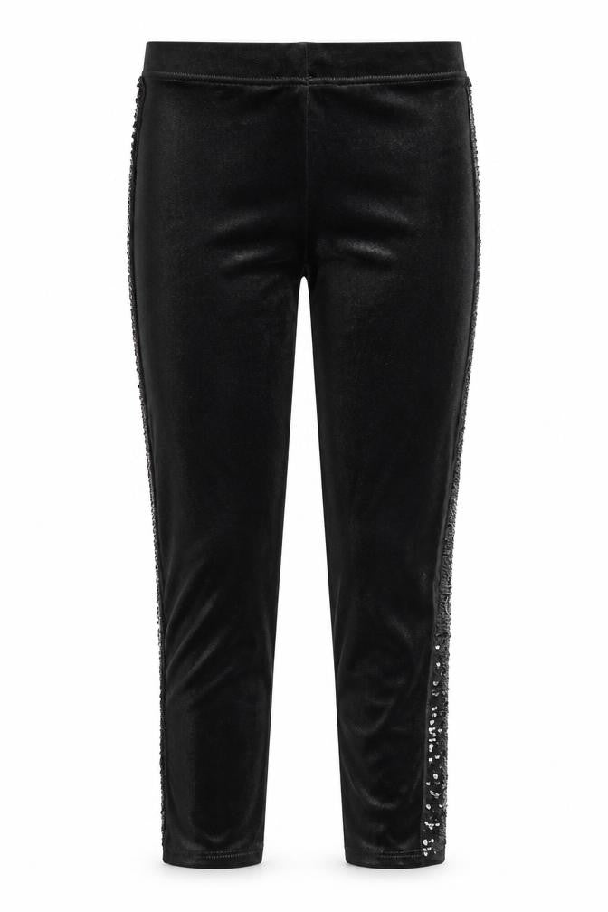 Marks & Spencer Girls Black Polyester Capri Trousers Size 14-15 Years L26 in Regular Pullover - Sequins, Leggings