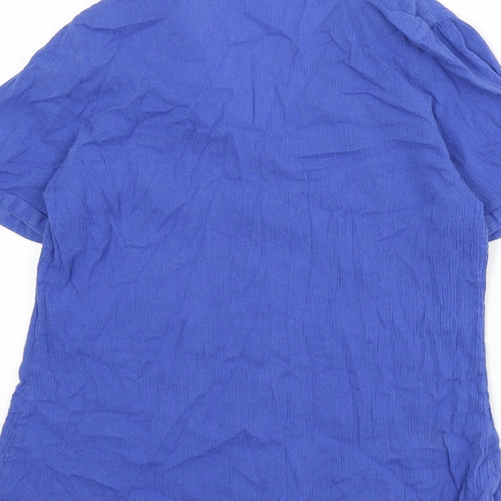 Profile Womens Blue 100% Cotton Basic Button-Up Size 12 Collared
