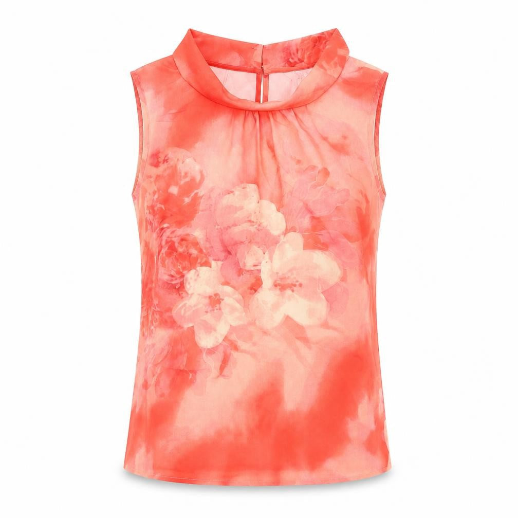 Debenhams Womens Pink Floral Polyester Basic Tank Size 10 Collared