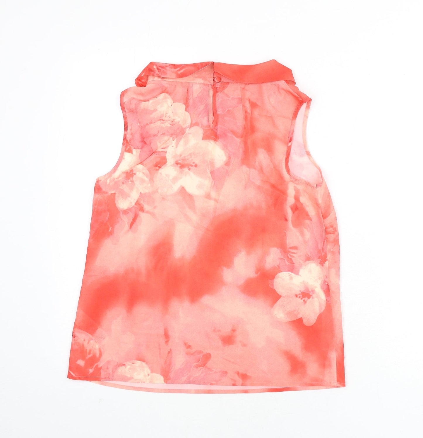 Debenhams Womens Pink Floral Polyester Basic Tank Size 10 Collared