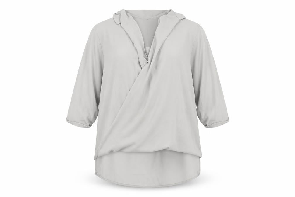 Topshop Womens Grey Polyester Basic Blouse Size 10 V-Neck - Hi-Low Hem