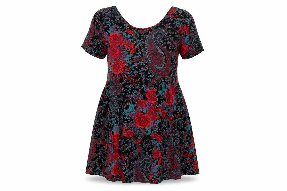Staring at Stars Womens Multicoloured Paisley Viscose A-Line Size M Boat Neck Zip - Smocked