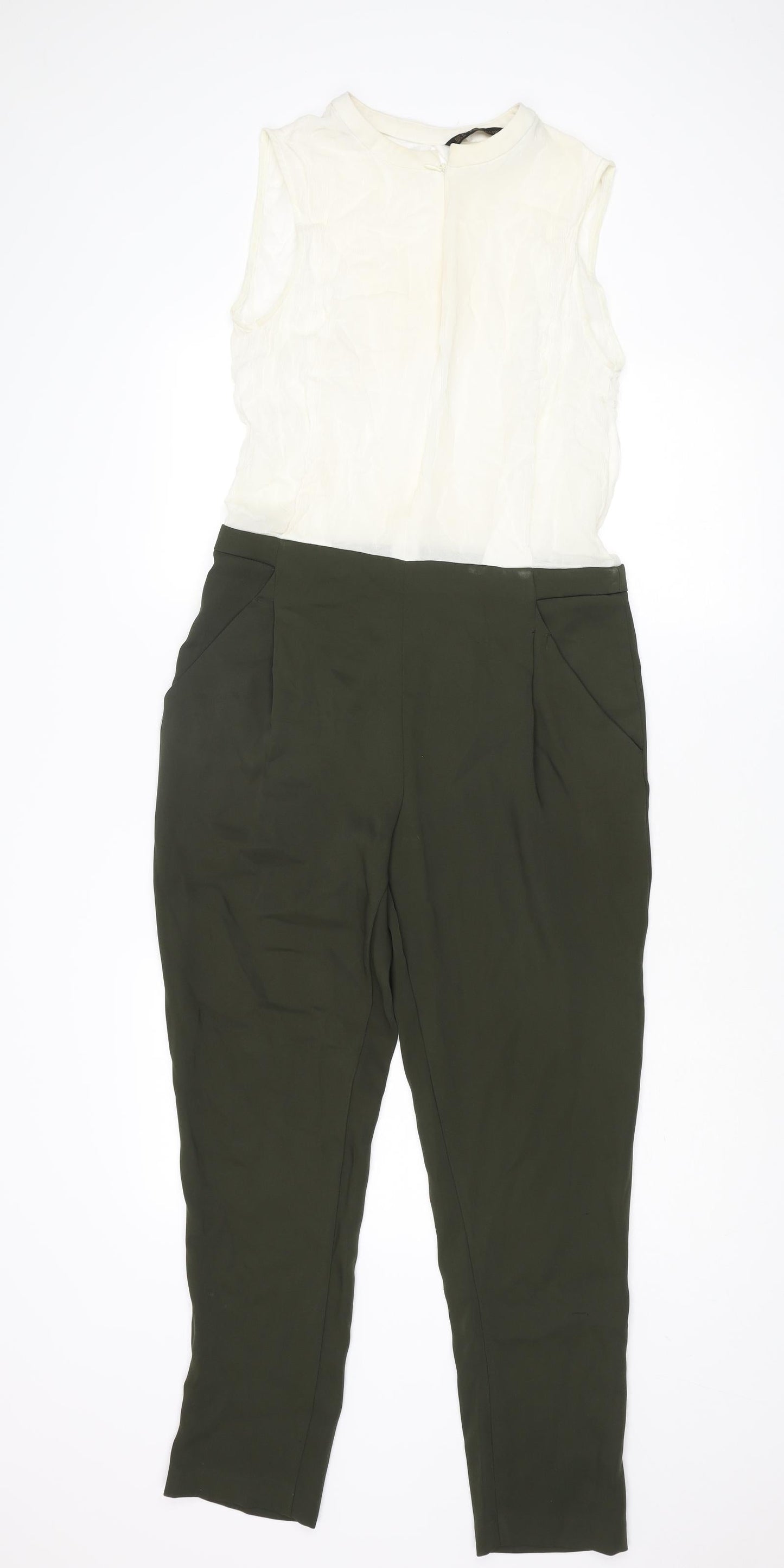 Zara Womens Green Polyester Jumpsuit One-Piece Size S L26 in Zip