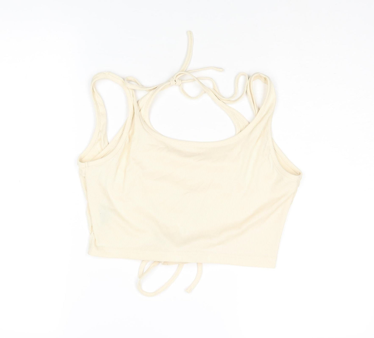 Cider Womens Ivory Polyester Cropped Blouse Size XL Halter - Layered Corset Style
