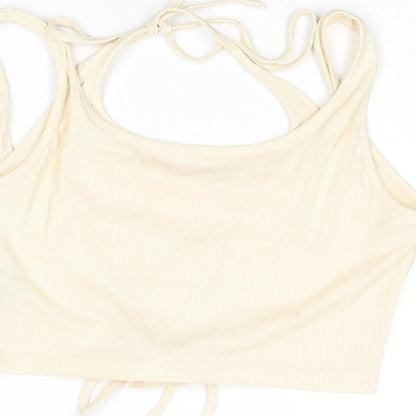 Cider Womens Ivory Polyester Cropped Blouse Size XL Halter - Layered Corset Style