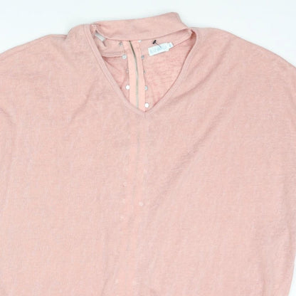 Blue Vanilla Womens Pink V-Neck Polyester Pullover Jumper Size M - Stud Detail Size M-L
