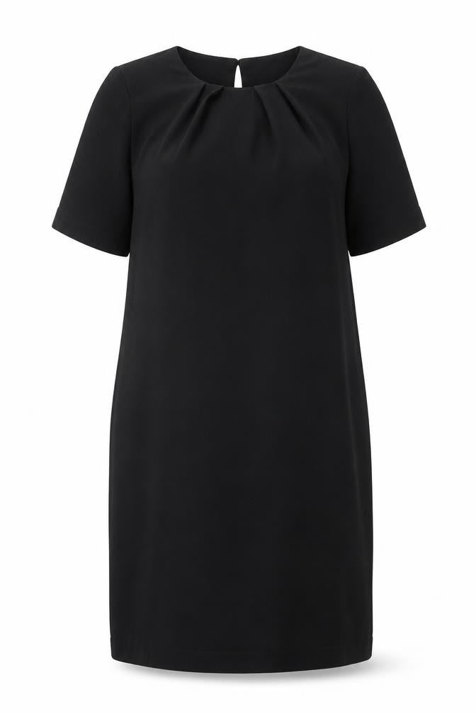 Marks & Spencer Womens Black Polyester Shift Size 12 Round Neck Button