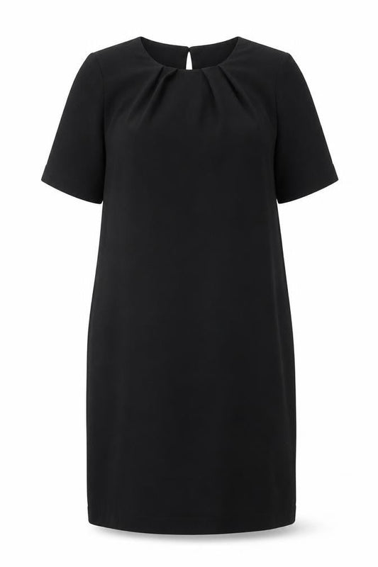Marks & Spencer Womens Black Polyester Shift Size 12 Round Neck Button