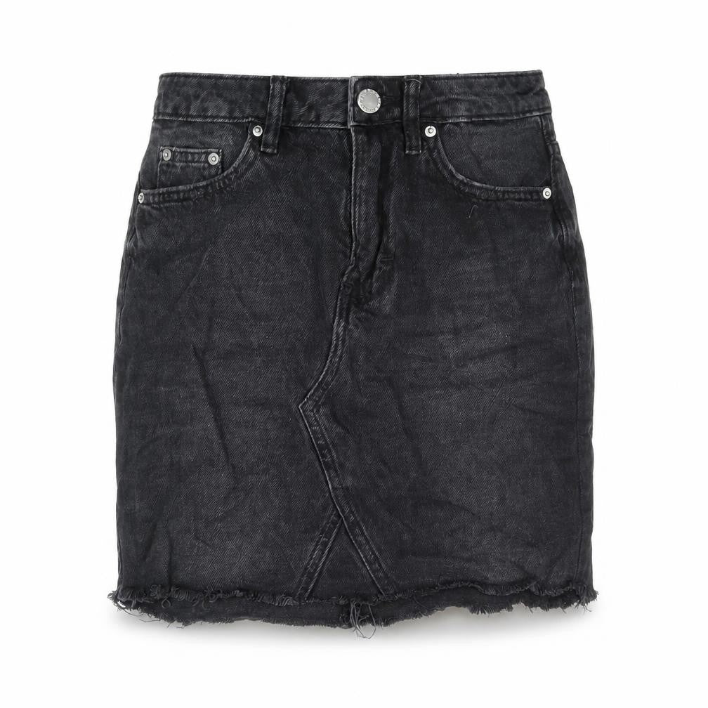 H&M Womens Grey Cotton Mini Skirt Size 4 Zip - Distressed