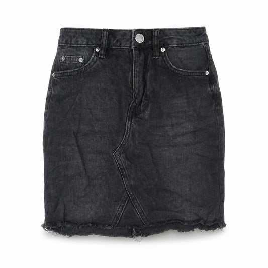 H&M Womens Grey Cotton Mini Skirt Size 4 Zip - Distressed