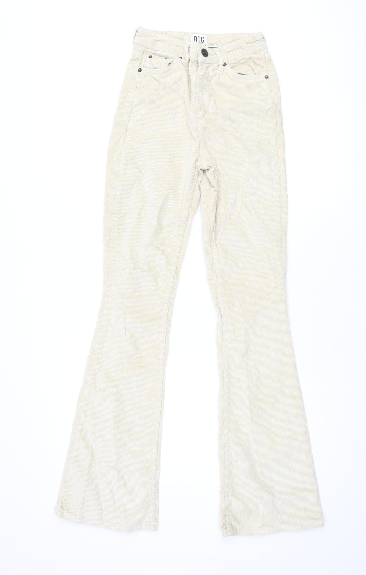 Urban Outfitters Womens Beige Cotton Trousers Size 24 in L34 in Regular Zip