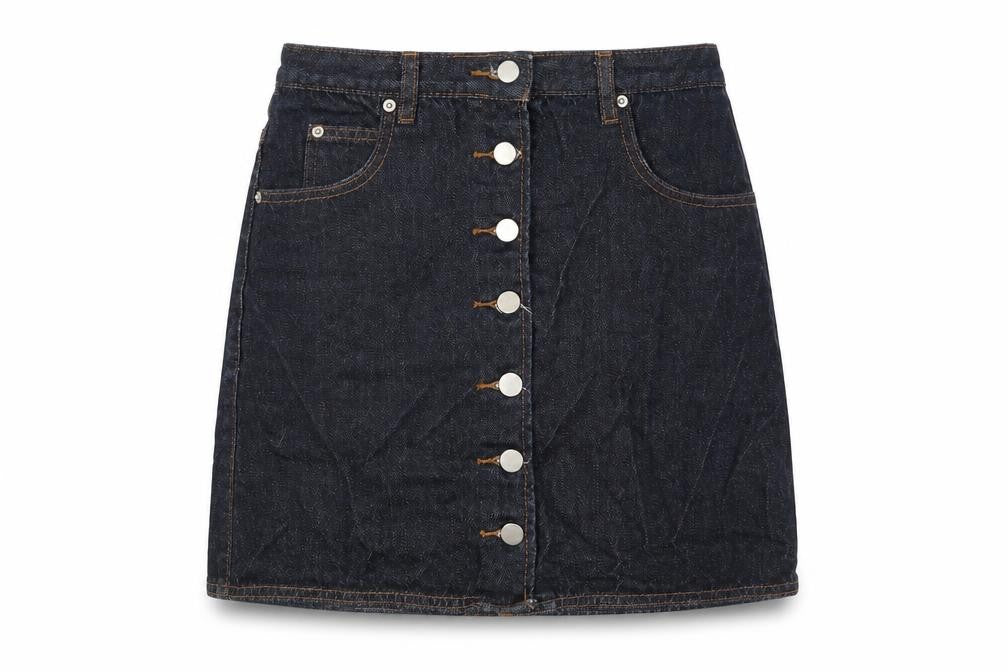 ASOS Womens Blue Cotton Mini Skirt Size 8 Button