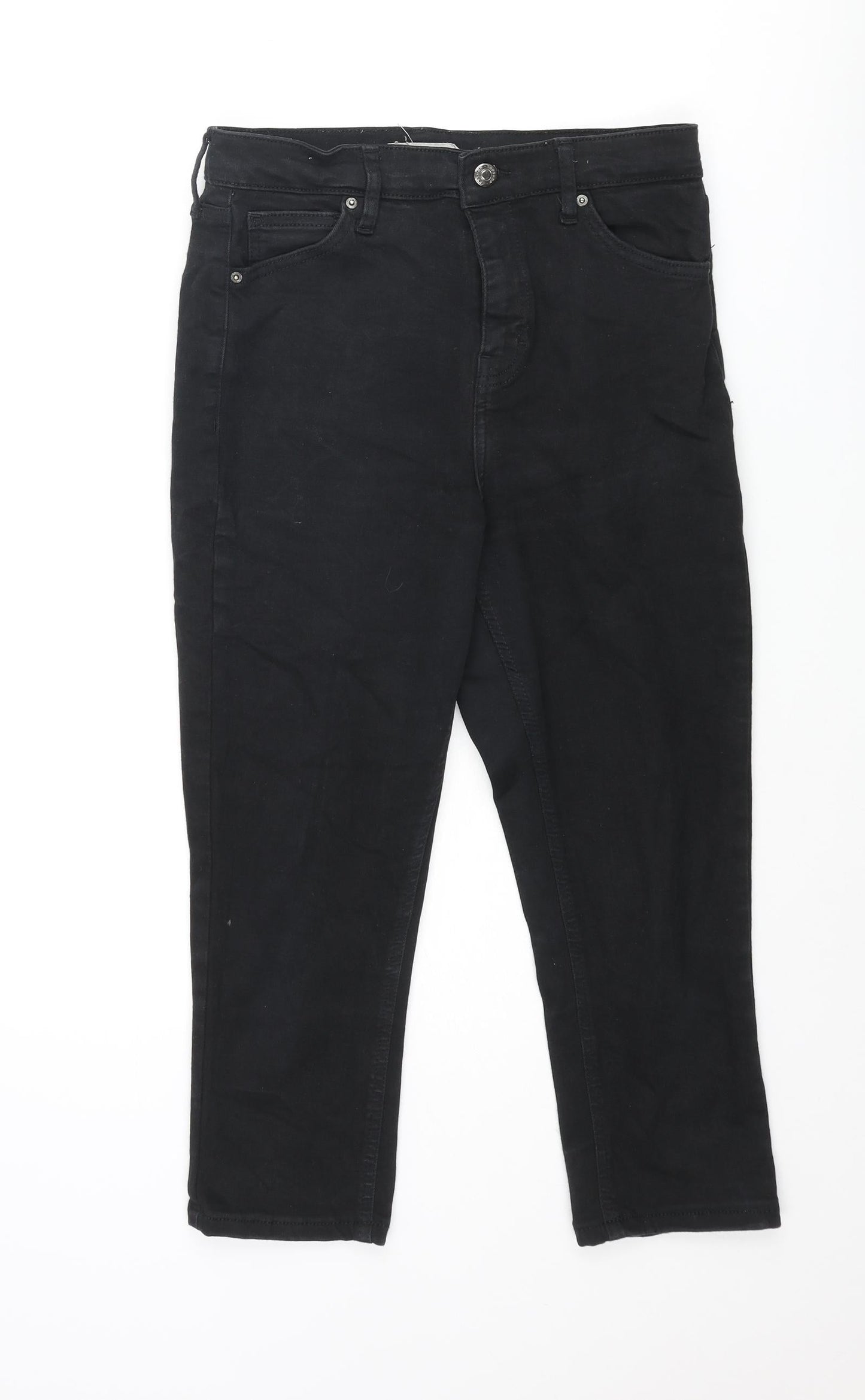 Topshop Womens Black Cotton Capri Jeans Size 30 in L21 in Regular Zip